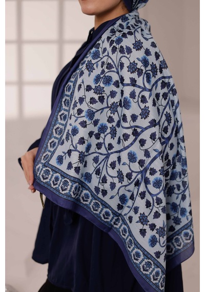 Mimiyum Alya Desen Soft Şal Mavi