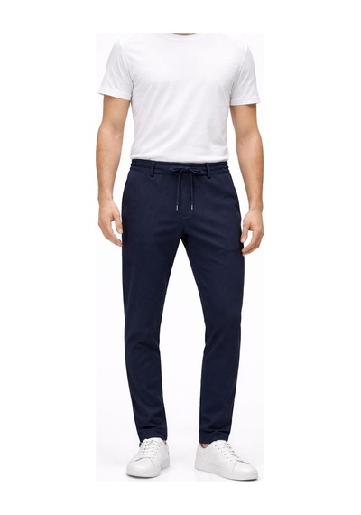 Yazı Erkek Slim Fit Dar Kesim Beli Bağlamalı Yan Cepli Casual Jogger Pantolon Lacivert