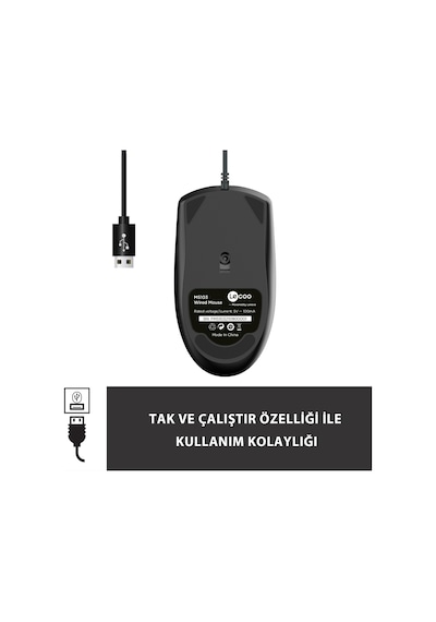 Lecoo MS103 USB Kablolu 1000DPI 3 Tuşlu Optik Mouse