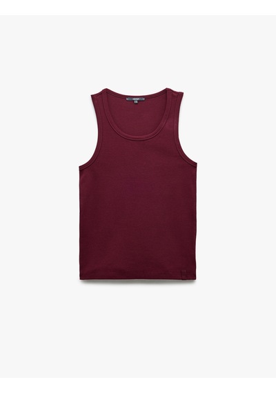 Koton Bisiklet Yaka Slim Fit Kolsuz Fitilli Basic Atlet Bordo 5sam30003mk Bordo
