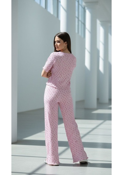 Divinus Kalp Desenli Fırfırlı Pijama Takım Pembe