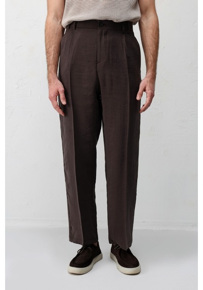 Antioch Lyocell Relaxed Fit Pileli Erkek Pantolon Koyu Kahve