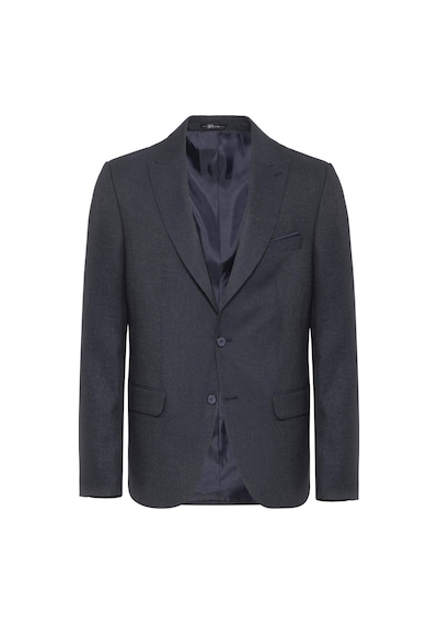 Süvari Lacivert Slim Fit Desenli Sivri Yaka 6 Drop Klasik Takım Elbise-35527 Lacivert