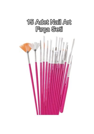 15 Adet Nail Art Dizayn Ve Jel Fırça Seti Tırnak Süsleme Fırça Seti Rose