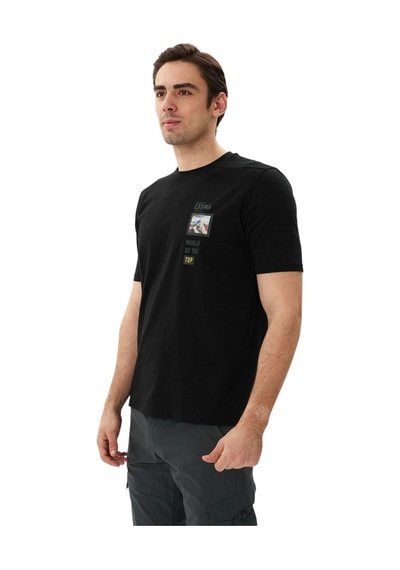 Exuma Erkek Baskılı Bisiklet Yaka T-shirt SIYAH