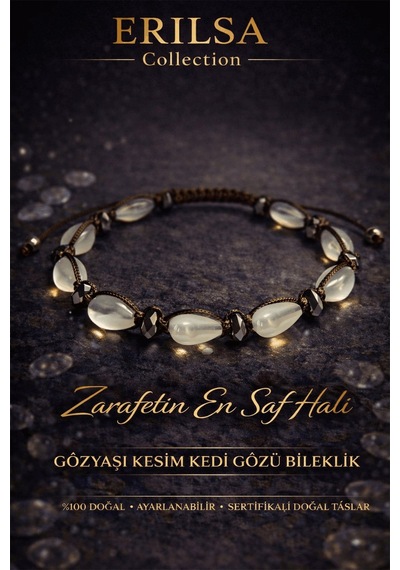 Sertifikalı Kedi Gözü Bileklik - 9mm Gözyaşı Fosforlu Gece Parlay Çok Renkli