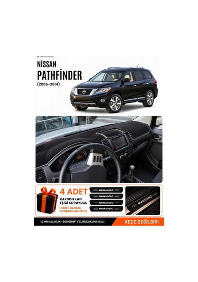 Nissan Pathfinder 2005-2014 Uyumlu Torpido Örtüsü, Torpido Kılıfı - Siyah Gri