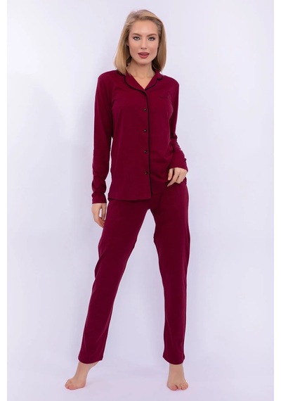Pierre Cardin 7717 Kadın Modal Uzun Kollu Önden Düğmeli Pijama Takımı-bordo Bordo Pierre Cardin 7717 Kadın Modal Uzun Kollu Önden Düğmeli Pijama Takımı-bordo Bordo