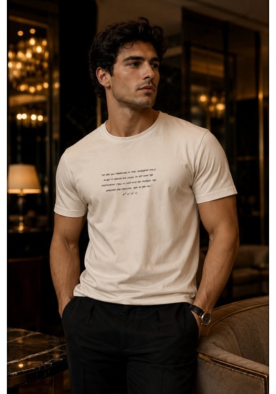 Me Selection Yazı Tasarım %100 Pamuk Unisex Basic Tişört Beyaz