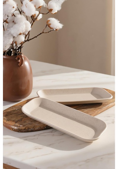 Mat Krem Pergamon Kayık Tabak 26 Cm 2 Adet 040 Çok Renkli
