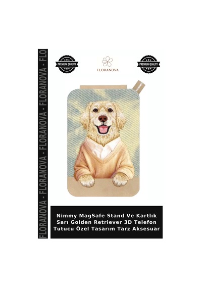 Nimmy Magsafe Stand Ve Kartlık Sarı Golden Retriever 3d Telefon Tutucu Özel Tasarım Tarz Aksesuar