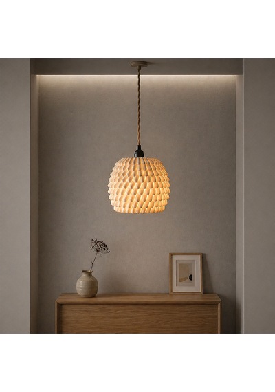 Fibrika Store Lumina Flora Sarkıt Lamba Modern Organik Dokulu Aydınlatma Beyaz