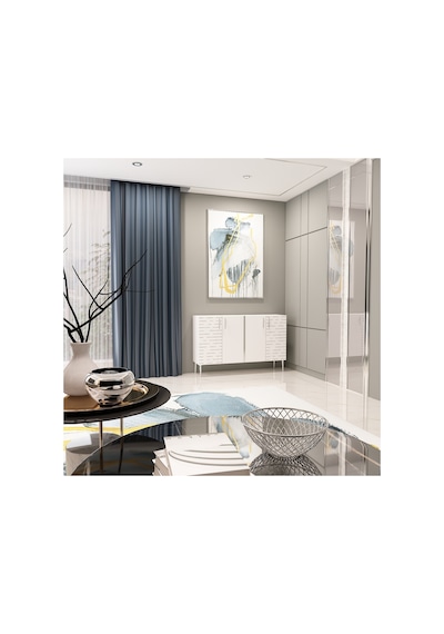 Salkım 120 Cm Konsol, Tv Ünitesi, Çok Amaçlı Dolap Beyaz-gümüş Beyaz-gümüş