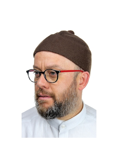 Erkek Keçe Yün Takke - Koyu Kahverengi