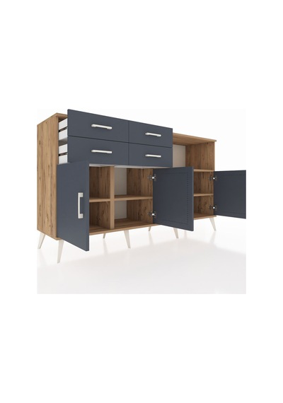 Kronos Konsol 4 Raflı 4 Çekmeceli 4 Kapaklı 176x59x99 Çam-antrasi Çam-antrasit Kronos Konsol 4 Raflı 4 Çekmeceli 4 Kapaklı 176x59x99 Çam-antrasi Çam-antrasit