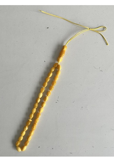 Oval Kesim Kokulu Toz Kehribar Tesbih 33lük 6mm A005