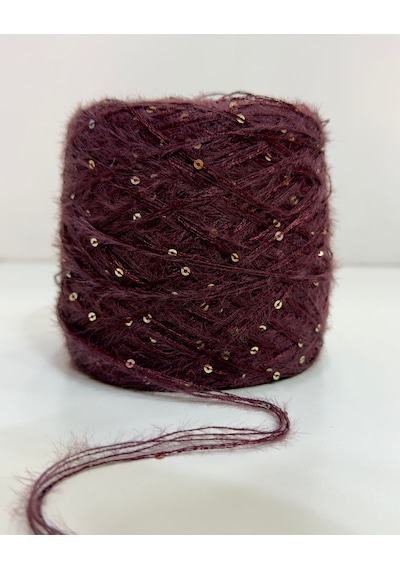 Tavşan Tüyü Pullu El Örgü İpi 200gr - Bordo