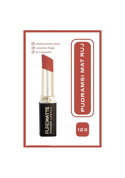 Pure Matte Powder Lipstick No: 123 - Pudralı Mat Ruj 123