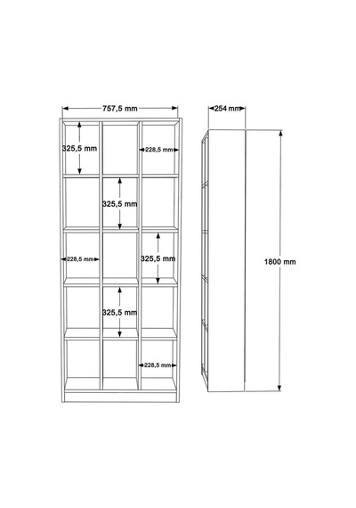 Oscer Geniş Kitaplık 15 Raflı 180cm Sepet Osc2-s Kahverengi