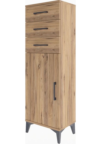 Arges Dolap 3 Çekmeceli Tek Kapaklı 44x30x134 Çam-çam Çam