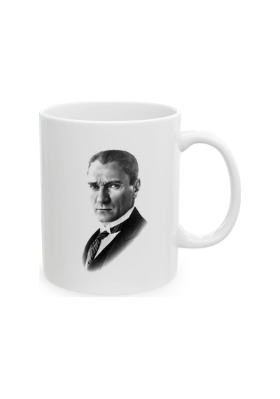 10 Kasım Atatürk Baskılı Porselen Beyaz Lüks Kupa Bardak2 Beyaz
