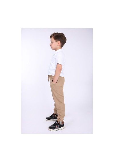 Blayn Jeans Çocuk Beli Lastikli Kışlık Erkek Ve Kız Unisex Pantolon Krem
