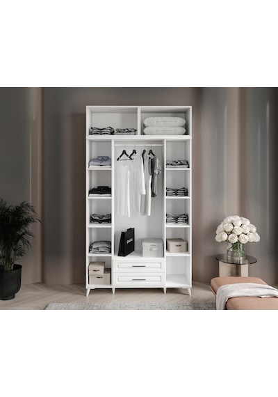 GuneyStore Gözde 4 Kapaklı Yüklüklü Komple MDF Beyaz Gardırop