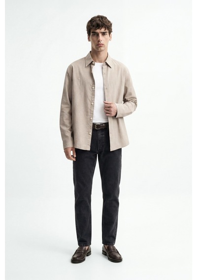 Antioch Relaxed Fit Çizgili Erkek Gömlek Vizon