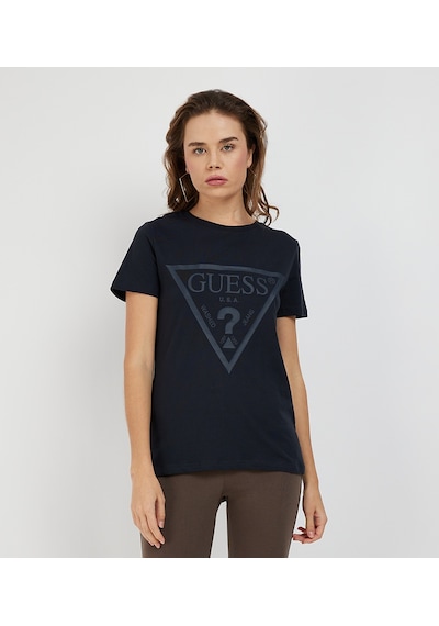 Guess Adele Regular Fit Önde Logolu Kadın T-shirt V2yı07k8hm0 Lacivert