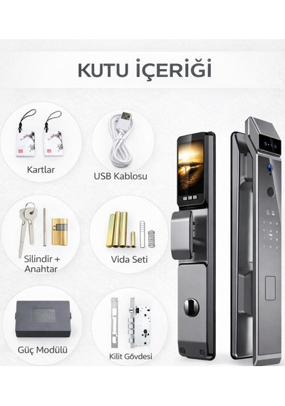 Elixa F7 Pro Akıllı Kapı Kilidi Yüz Tanıma, Parmak İzi, Şifre, Kart Ve Tuya Uygulama Destekli