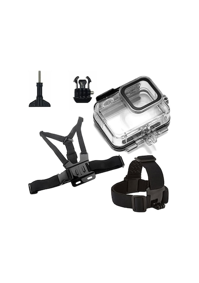 Gopro Hero 8 Housing Kafa Bandı Ve Göğüs Kemeri 5 Parça Set Go208
