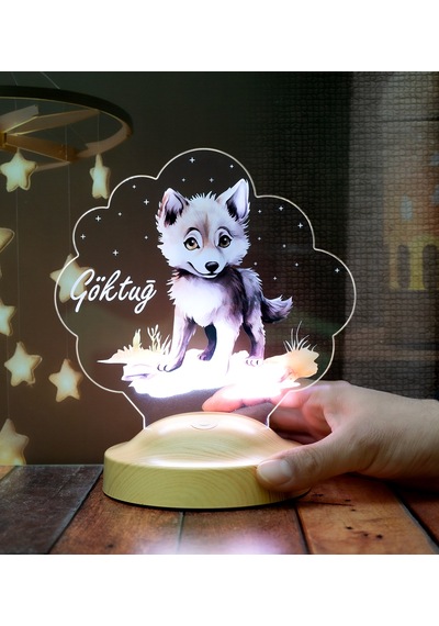 Sevimli Kurt Çocuk Odası Gece Lambası, Kurt Köpeği Bebek Doğum Günü Hediyesi, İsimli Çocuk Hediyesi
