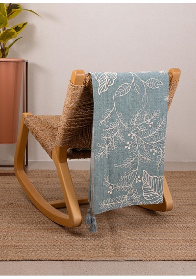 The Mia Throw Koltuk Şalı Püsküllü Yeşil 170x130 Yeşil