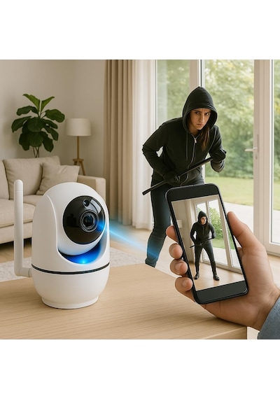 Wifi Akıllı Güvenlik Kamerası / 360 Görüş / Hareket Algılama & Anlık Bildirim / Gece Görüşü / 7/24 Uzakta