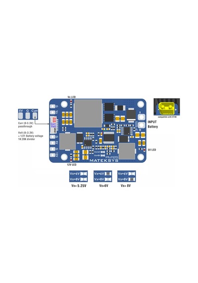 MATEK Power Module 12S w/3xBEC