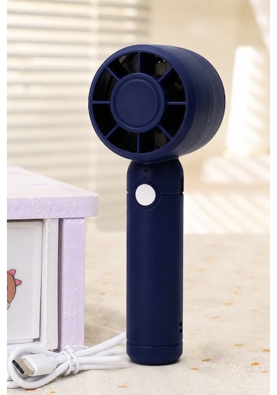 Turbo 3 Mod Şarjlı El Fanı 3 Kademe Seyahat Masaüstü Vantilatör Taşınabilir Mini Fan Mavi F130