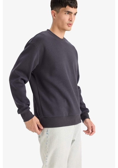 Defacto Relax Fit Bisiklet Yaka Kalın İçi Yumuşak Tüylü Basic Düz Sweatshirt T5139az25auar138 Antrasit