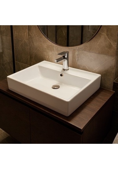 Beyaz Delikli Dikdörtgen Lavabo 50x42 Cm Modern Ve Şık 508 Yeşil
