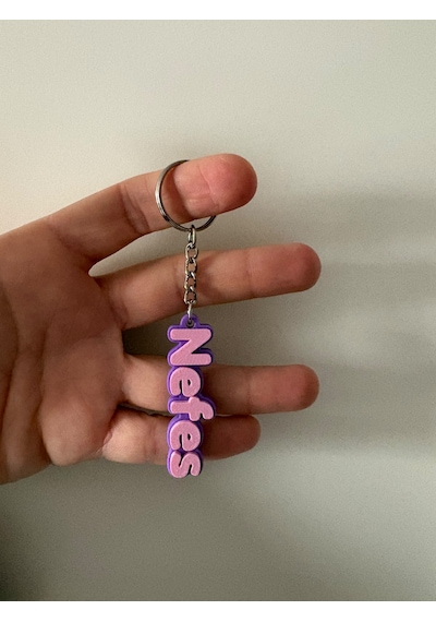 Kişiye Özel İsimli Suluk Anahtarlığı / 3d Baskı Açık Pembe