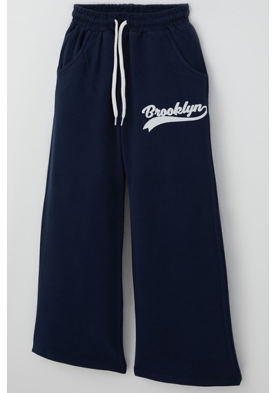 Breeze Kız Çocuk Pantolonlu Takım Brooklyn Yazı Baskılı Bağcıklı 8-14 Yaş, Lacivert