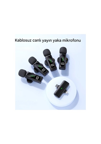 Yaka Mikrofonu Kablosuz 4 Adet Tüylü İphone Type-c Pc Tablet Video Kayıt Vlog Lightning Usb-c Çıkış Mikrofon