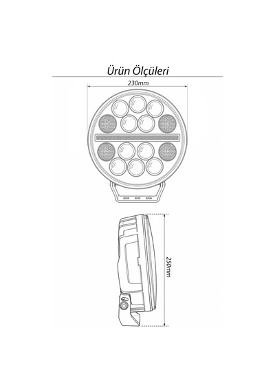 Tır Kamyon İş Makinesi 9 İnç Led Sis Farı Angel Halka Metal Döküm Kasa 100 W Çalışma Lambası 12-24v