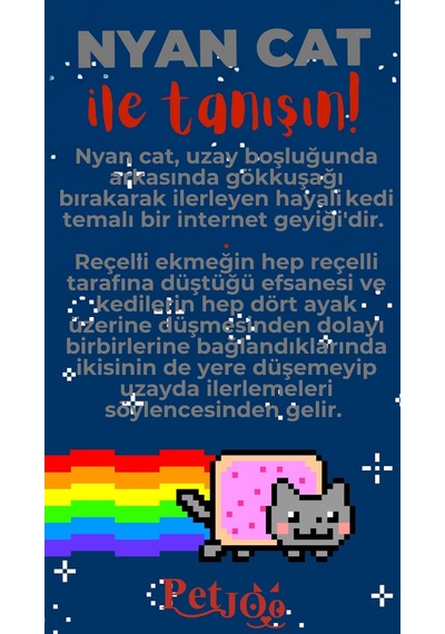 Petjoo 2.Nyan Cat Kırmızı-Gri Qr'lı Kedi Künyesi