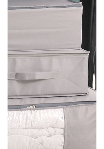 5'li Set 53 X 44 X 21 Cm Baza Altı & Dolap İçi Organizer, Yorgan & Yastık Düzenleyici Hurç Gri