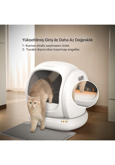 Ubpet C20 Otomatik Kedi Tuvaleti İçin Aparat / Buffle, Kum Sıçratma Önleyici Aparat / Buffle, Beyaz