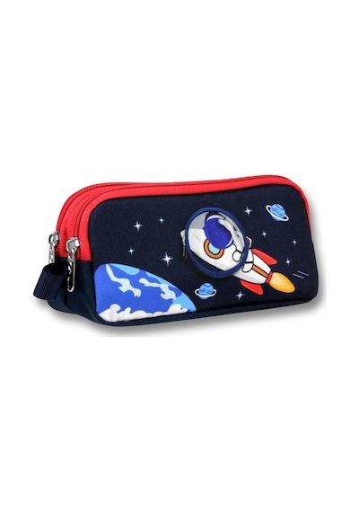 Ümit Çanta Erkek Çocuklar İçin İki Bölmeli Astronot Desenli Kalemlik - Lacivert Kırmızı - 5044 Lacivert - Kırmızı