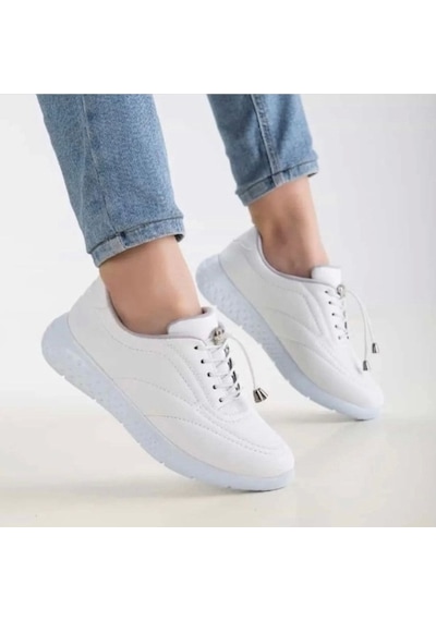 Kadın Hakiki Deri Günlük Sneaker Ayakkabı Beyaz