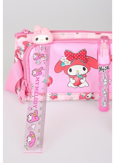 X Dekomus Lisanslı My Melody Sweet Berry Collection Kalem Çantası,roket Silgi,cetvel,uçlu Kalem Seti Açık Gri