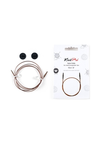 Knitpro Zing Kahverengi Kablo 126-150 Cm Değiştirilebilir Örgü Şişleri İçin Ginger Needle Harness Nylon Natural Brown Single Cord 31297