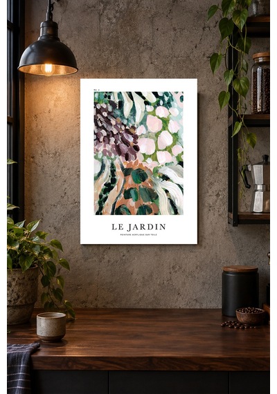 Soyut Bahçe Desenli Dekoratif Mdf Tablo, Çerçeve Görünümlü Ahşap Poster